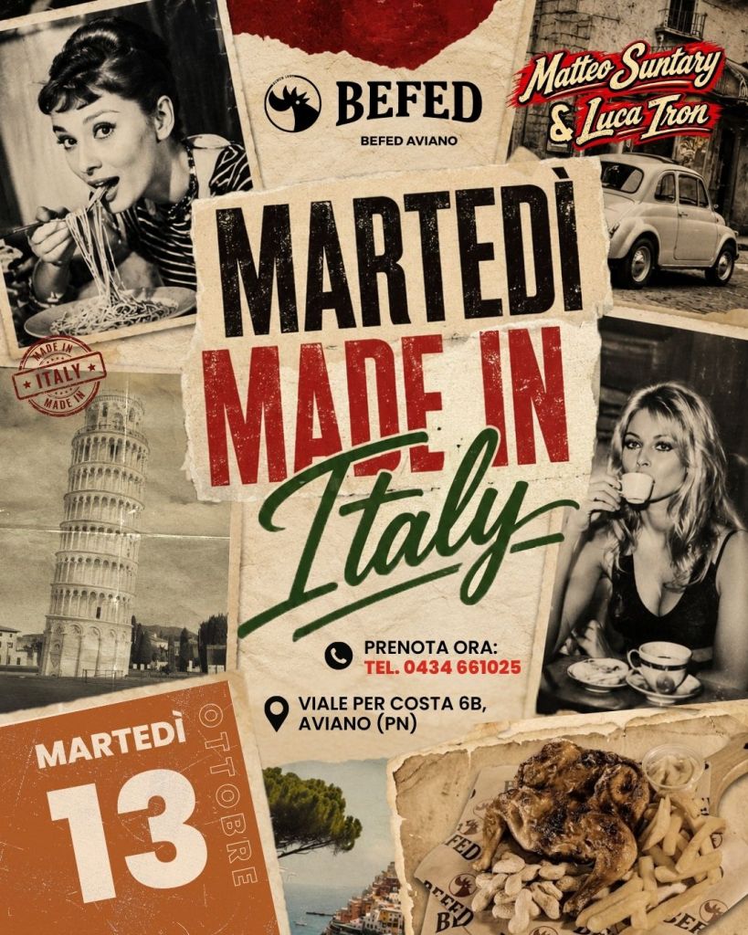 Martedì Made in Italy da BEFED Aviano con Matteo Suntary e Luca Tron